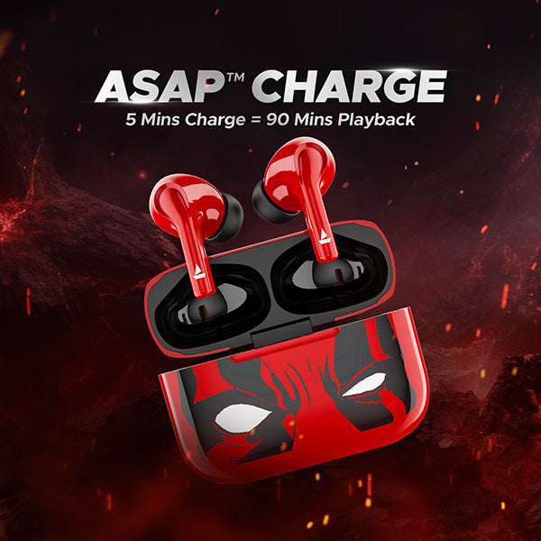 boAt Airdopes 161 Deadpool Edition | Wireless Earbuds with 40 Hours Playback, ASAP™ Charge, boAt Immersive Sound, Bluetooth v5.1