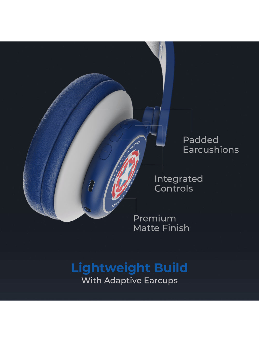 boAt Rockerz 450 Captain America Marvel Edition | Bluetooth Headphones with 40mm Audio Drivers, 15H Playback, Voice Assistant, Dual Connectivity
