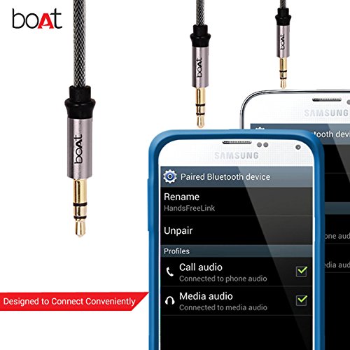 boAt AUX 500 | 3.5mm Audio AUX male to male Cable with Universal Compatibility, Nylon Braiding, Durable Connectors