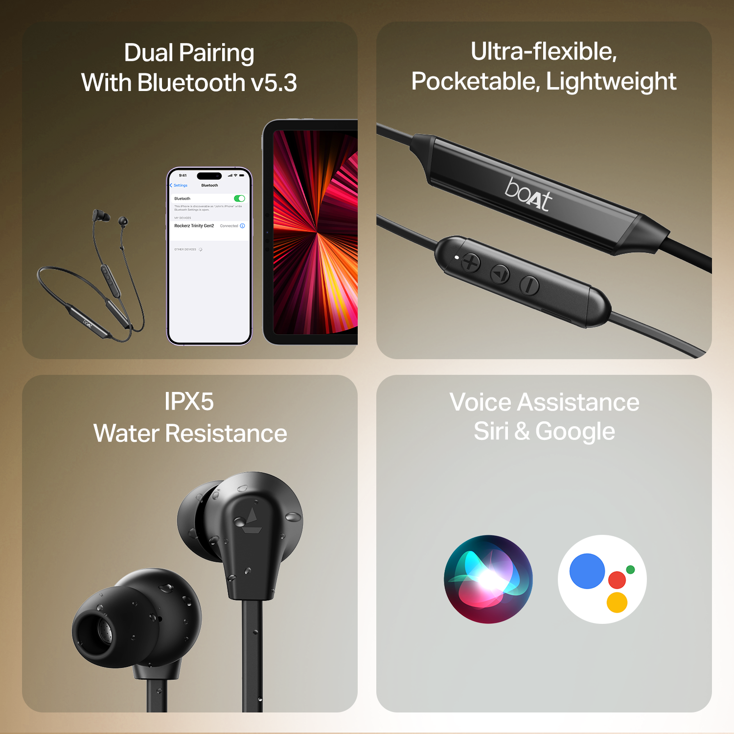 boAt Rockerz Trinity Grande | Wireless Neckband with 150 Hours Playback, AI ENx™ Tech, Dual EQs & BEAST™ Mode