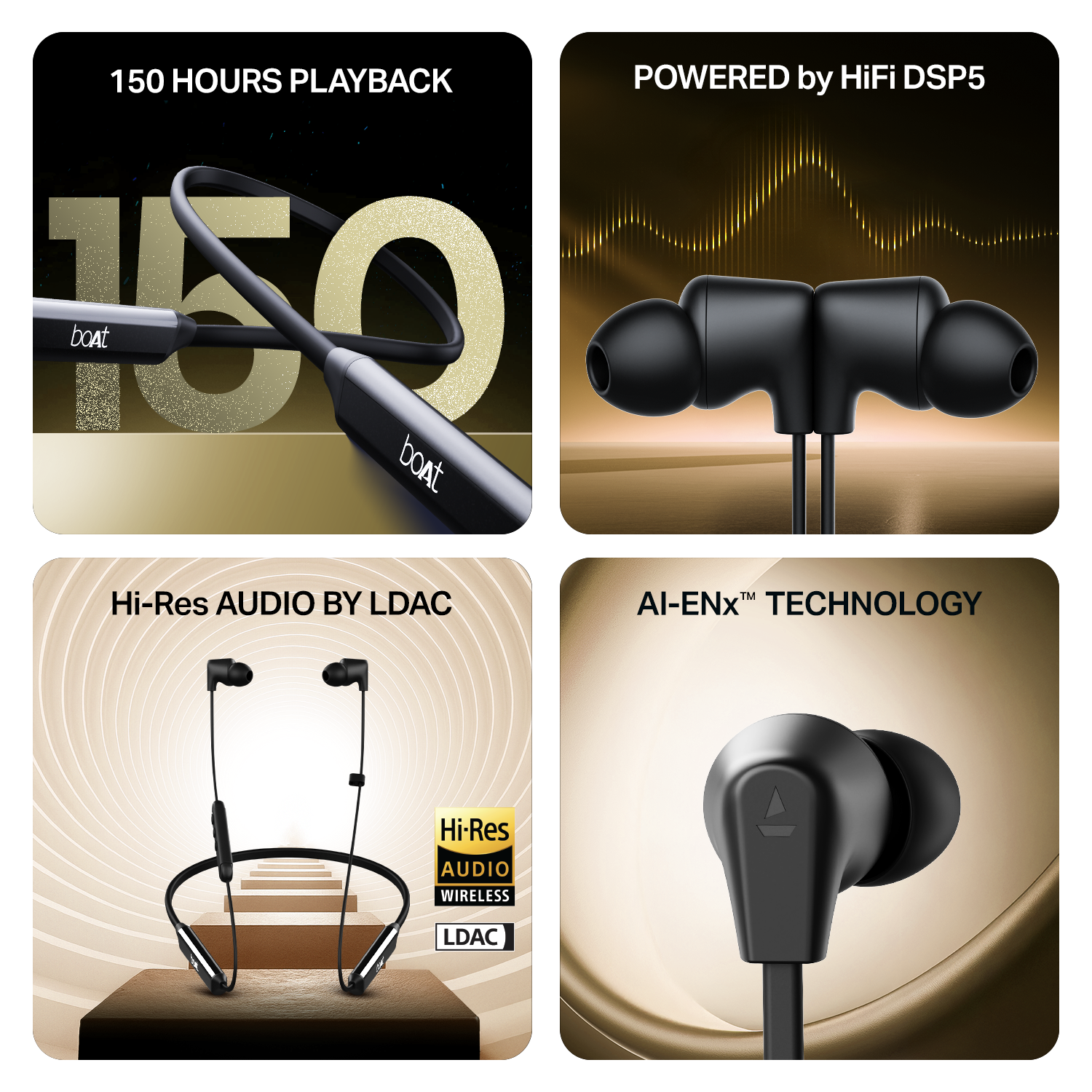 boAt Rockerz Trinity Grande | Wireless Neckband with 150 Hours Playback, AI ENx™ Tech, Dual EQs & BEAST™ Mode