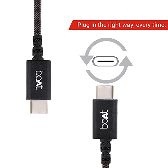 boAt A400 USB Type C Data Cable | Premium C Type Data Cable with 480Mbps Transfer Speed, Tangle free cable, Reversible Connector - boAt Lifestyle