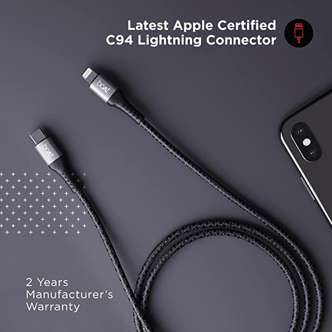 boAt LTG 650 | Type C to Apple Certified Lightning Cable 1.5 Meter