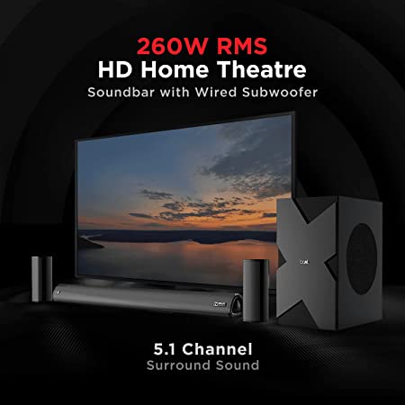 boAt Aavante 3150D | Powerful 260W Home Theatre Soundbar, 5.1 Channel Surround Sound