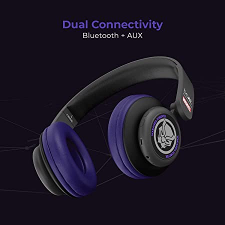 boAt Rockerz 450 Black Panther Marvel Edition | Bluetooth Headphones with 40mm Audio Drivers, 15H Playback, Voice Assistant, Dual Connectivity