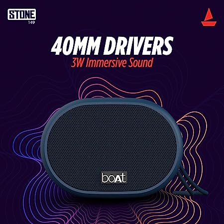 boAt Stone 149 | Portable Bluetooth Speaker with 3W Immersive Sound, 6 Hours Playback, Bluetooth v5.0, 1200 mAh Battery
