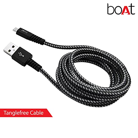 boAt Rugged V3 Micro USB 1.5 Meter | Premium USB Cable with 480Mbps Transfer Speed, Nylon Braiding, Durable Connectors