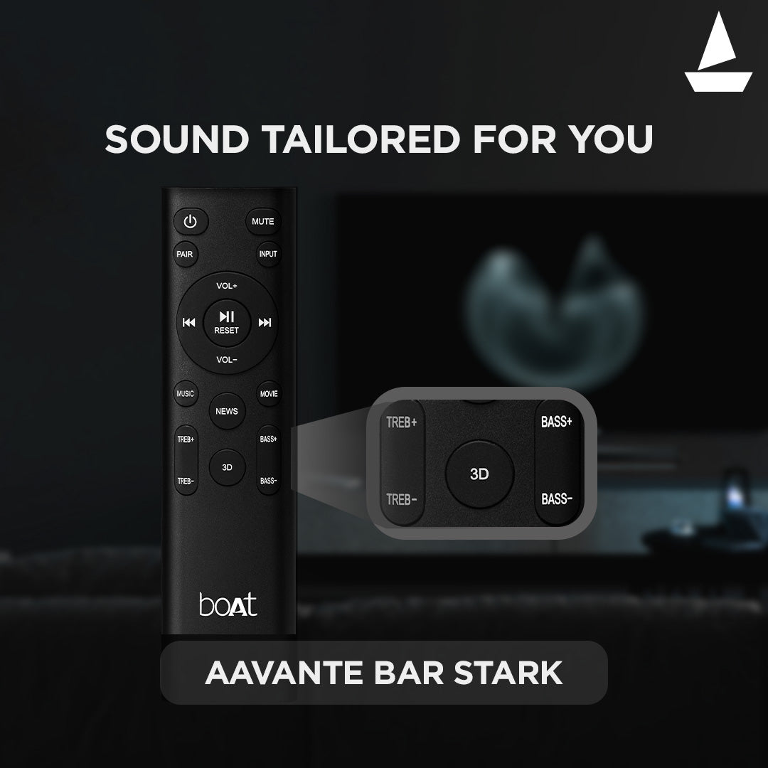 boAt Aavante Bar Stark | 160W RMS Bluetooth Soundbar with Wireless Subwoofer, boAt Signature Sound, Multiple EQ Modes, AUX