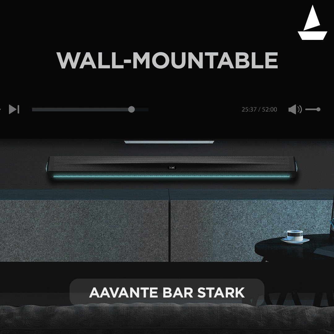 boAt Aavante Bar Stark | 160W RMS Bluetooth Soundbar with Wireless Subwoofer, boAt Signature Sound, Multiple EQ Modes, AUX