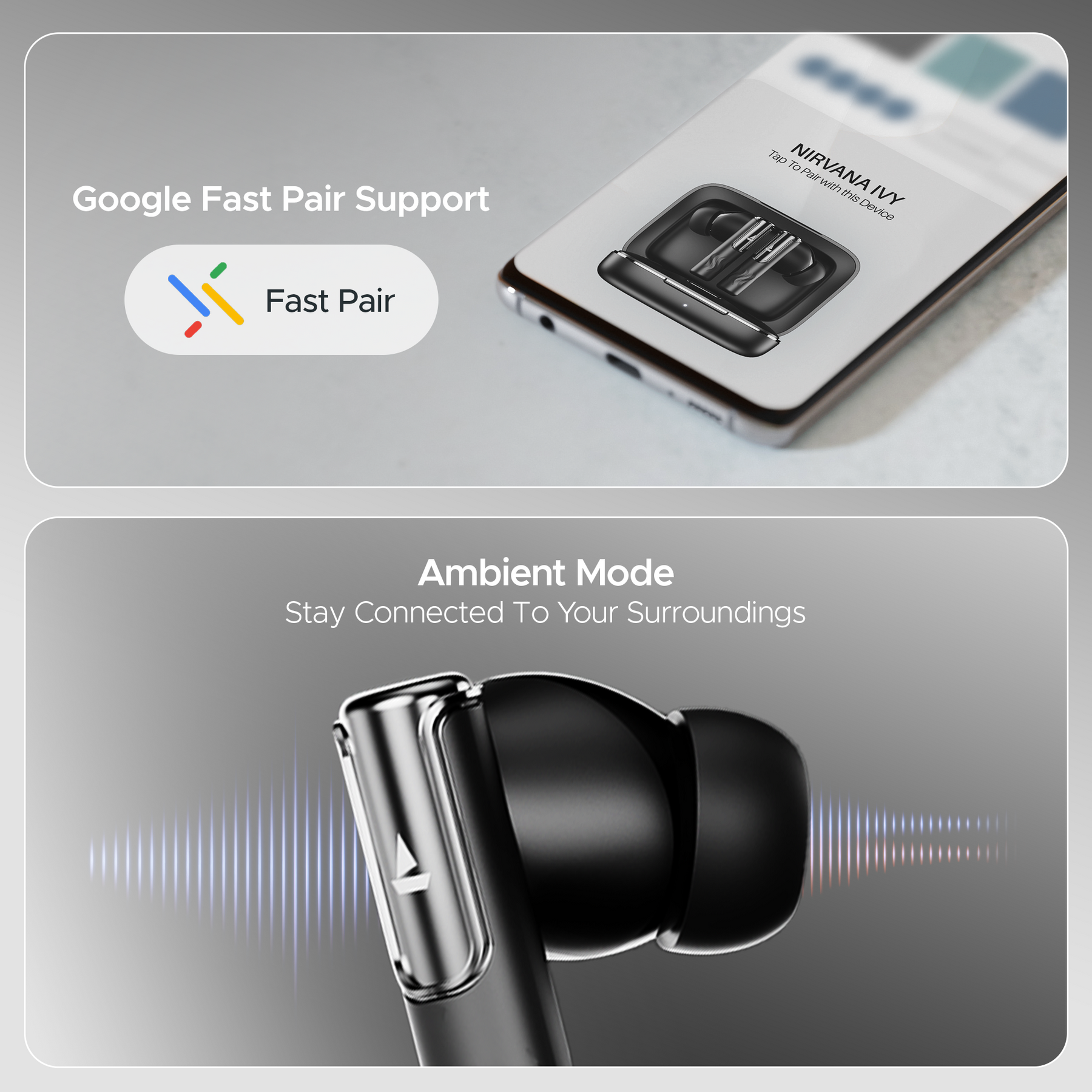 boAt Nirvana Ivy | Wireless Earbuds, 50 Hours Playback, 50dB ANC, 360 Spatial Audio with Head Tracking, App Support, Adaptive EQ powered by Mimi, Google fast pair, ASAP Charge, boAt Signature Sound