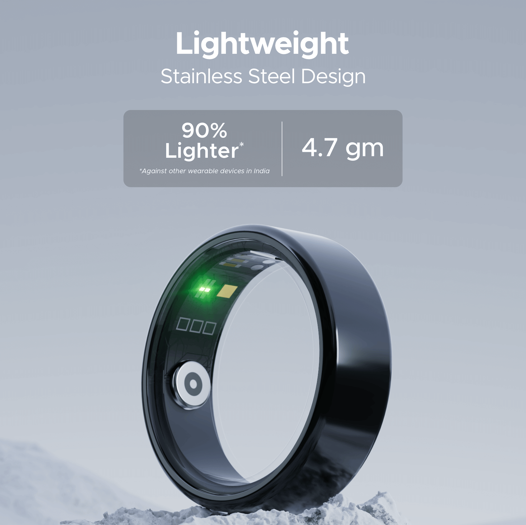boAt Smart Ring Active | Smart Ring with Stainless Steel Design, 90% Lighter, Health Monitoring, Magnetic Charging Case