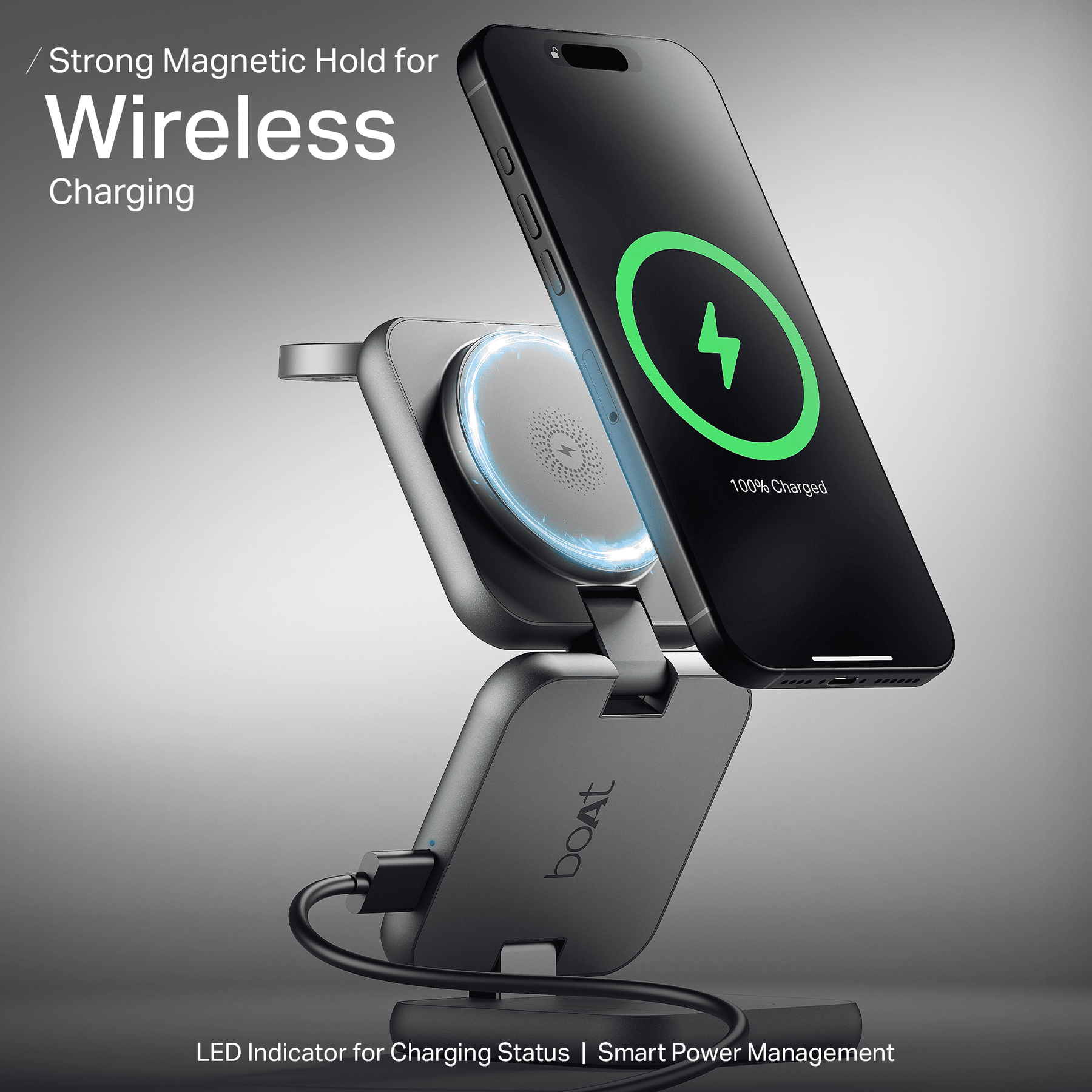 Flexcharge 360 | 3-in-1 Foldable Wireless Charger with Magnetic Hold, Fast Charging & Smart Power Management