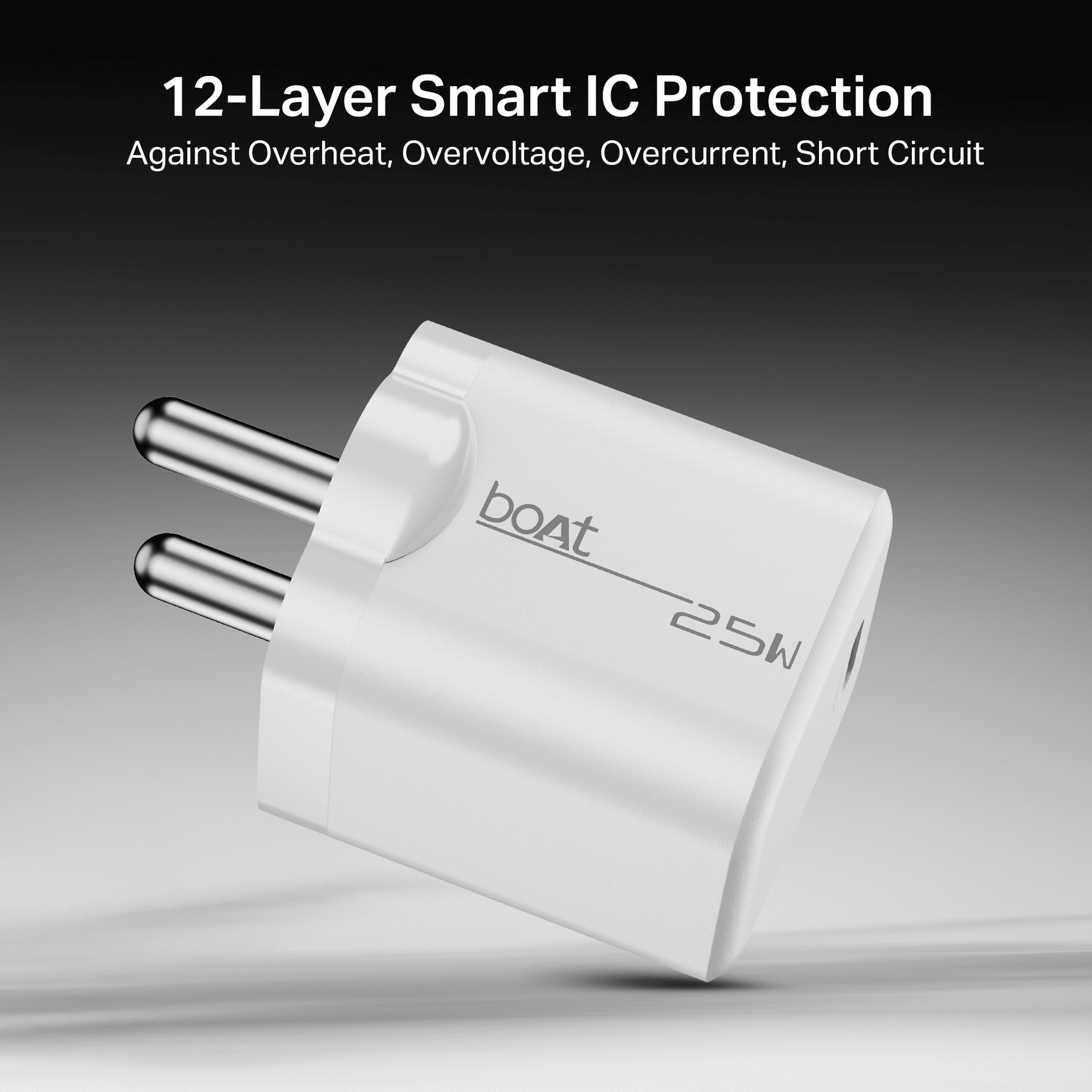 boAt 25W PD Charger | Fast Charging Adapter with PD & PPS, 12-Layer Protection & Compact Design