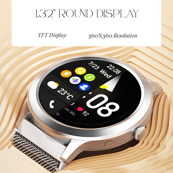 boAt Enigma R32 | Women Smartwatch with 1.32" (3.35cm) Round TFT Display, BT Calling, Luxurious Metal Body, 100+ Watch Faces