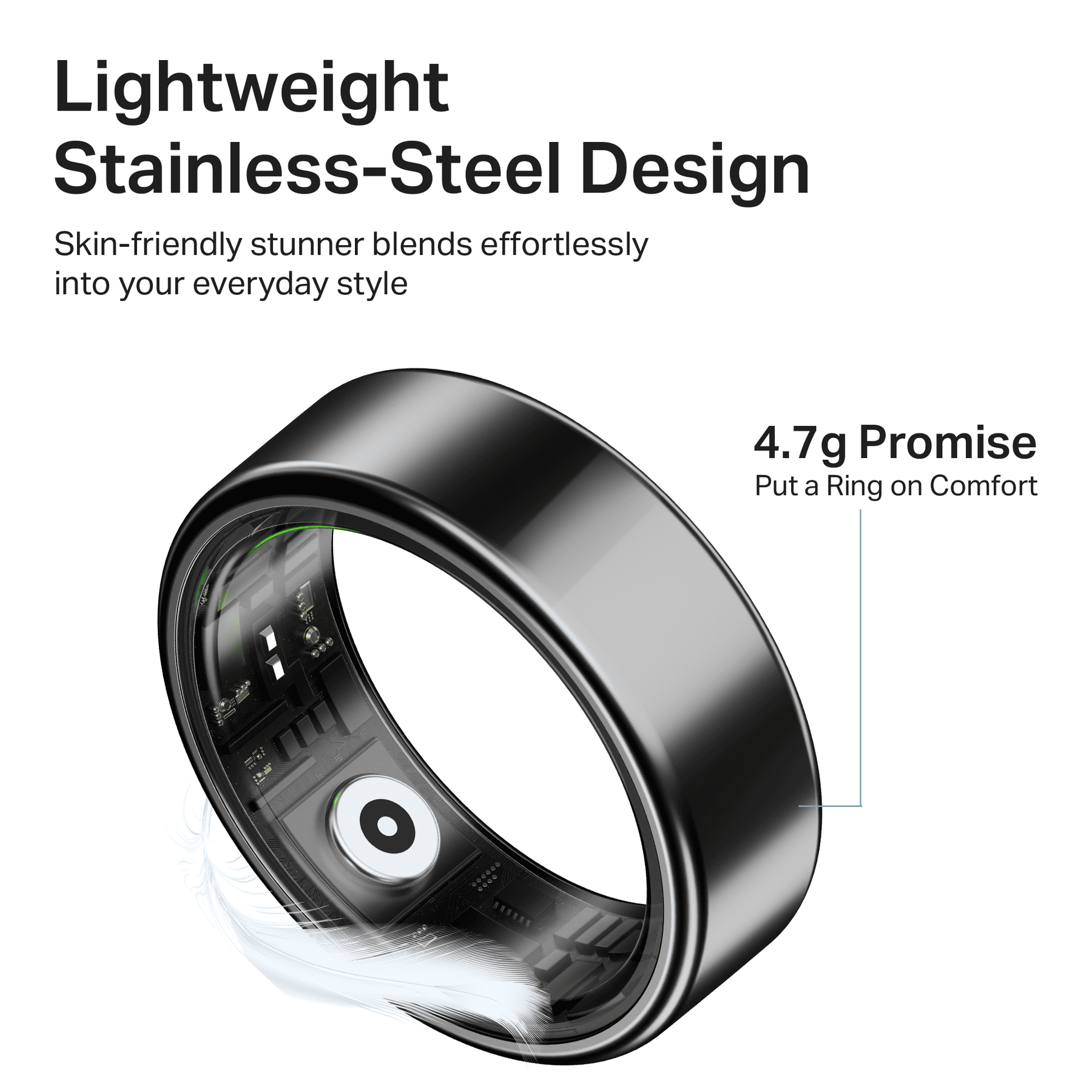 Smart Ring Active Plus | Smart Ring with Health Monitoring, Wireless Charging, Stainless Steel Build