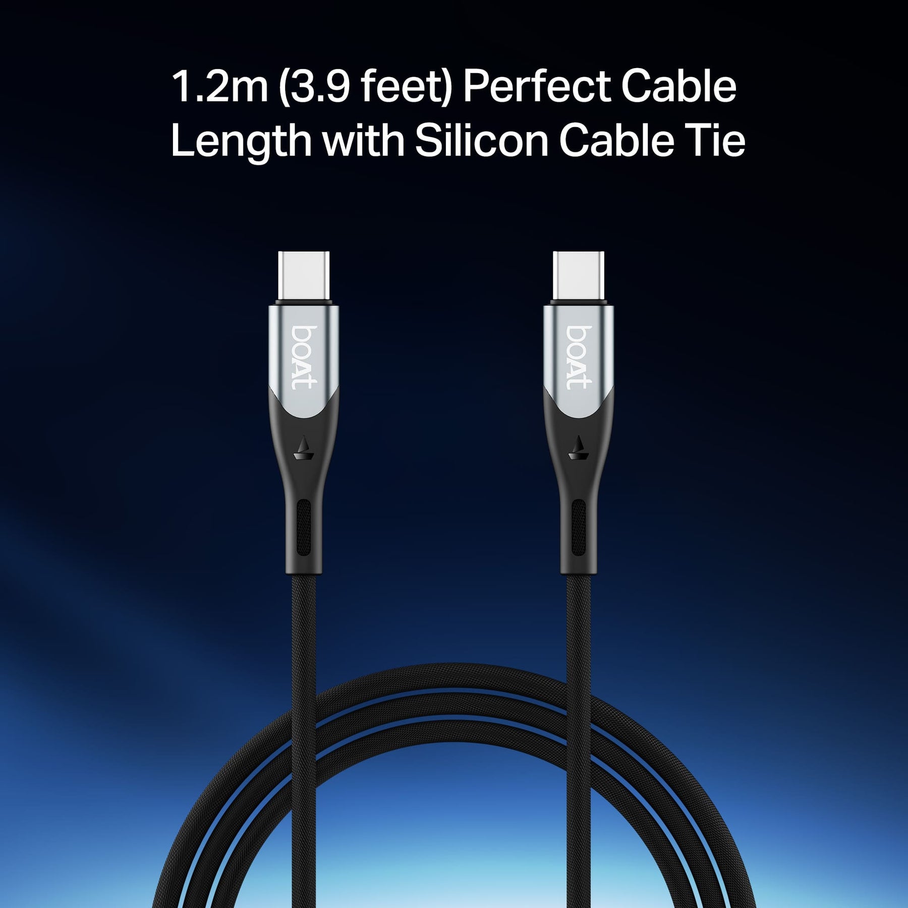 boAt Type C to C 100W Cable | Fast Charging Cable with 100W Output, 480 Mbps Data Sync & Nylon Braided Skin