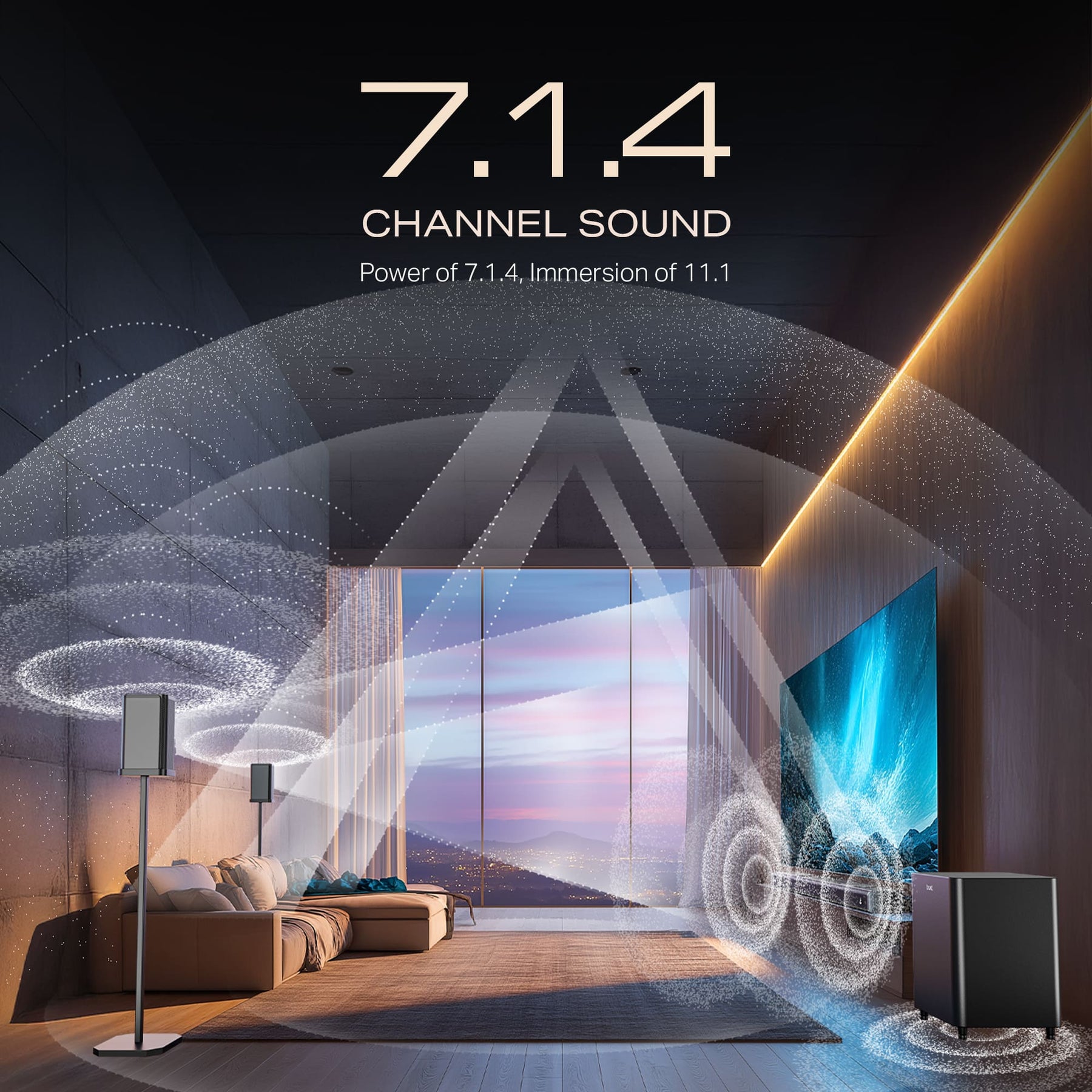 boAt Aavante Prime 7.1.4 7050DA | 700W RMS Soundbar with Dolby Atmos, Wired Subwoofers & Wireless Satellites