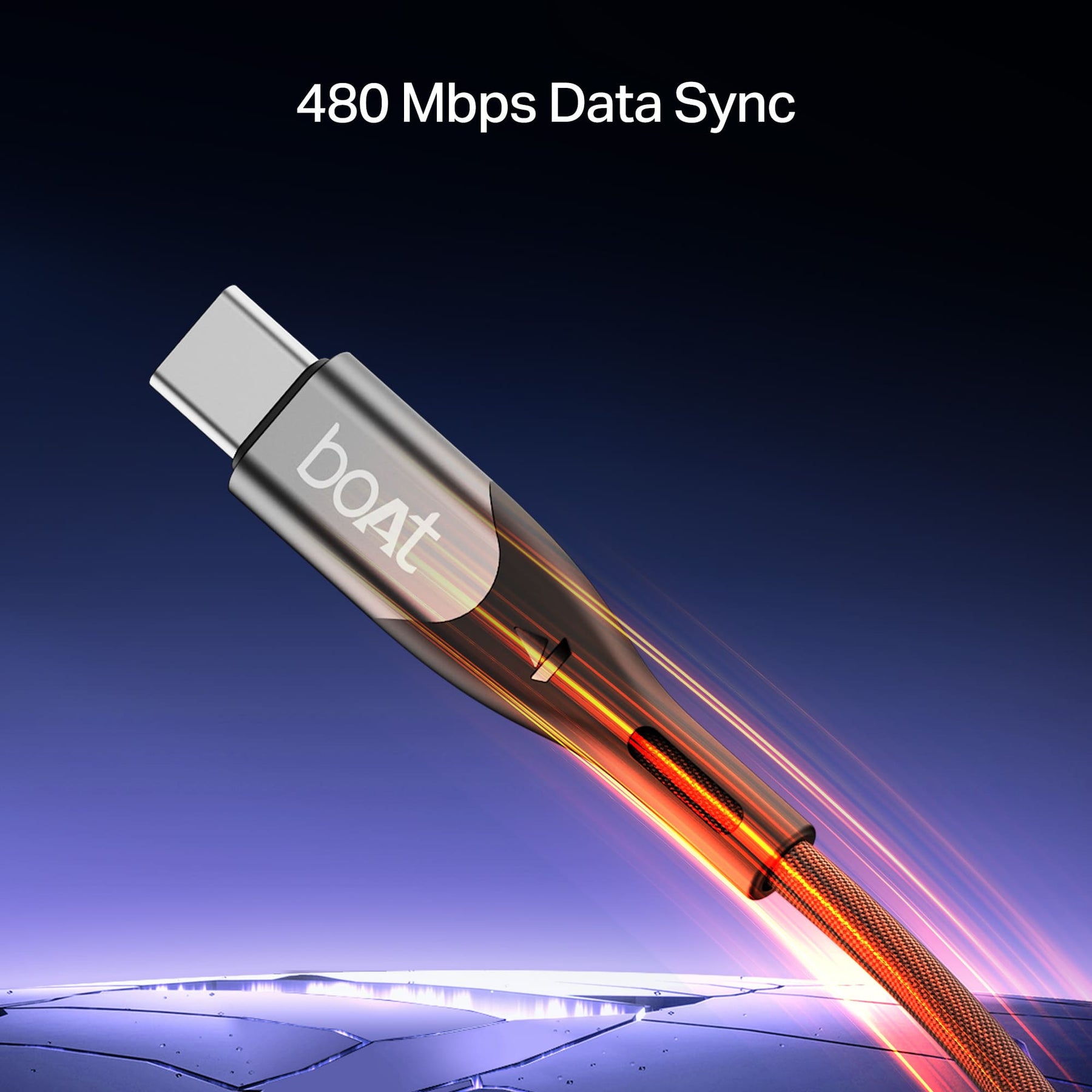 boAt Type A to C 65W Cable | Fast Charging Cable with 65W Output, 480 Mbps Data Sync & Nylon Braided Skin