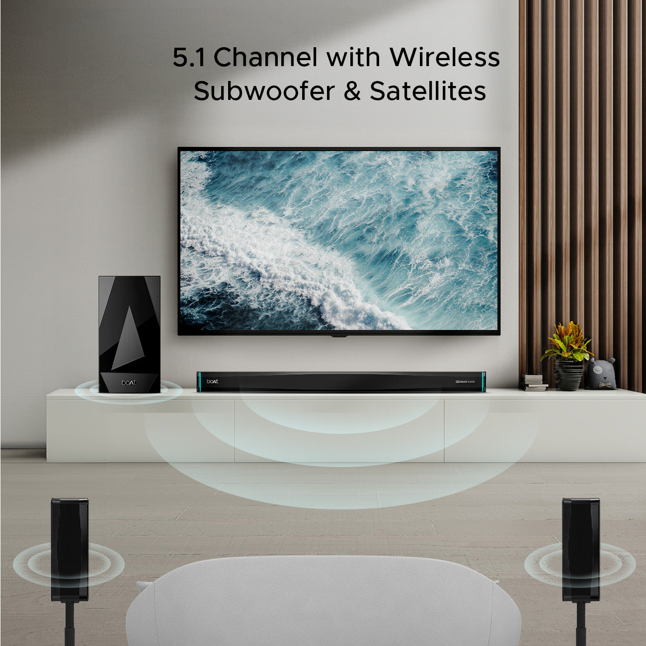 boAt Aavante Bar 5400D | 550W Bluetooth Soundbar, 5.1 Surround Sound System, Multi-connectivity , Multiple EQ Modes