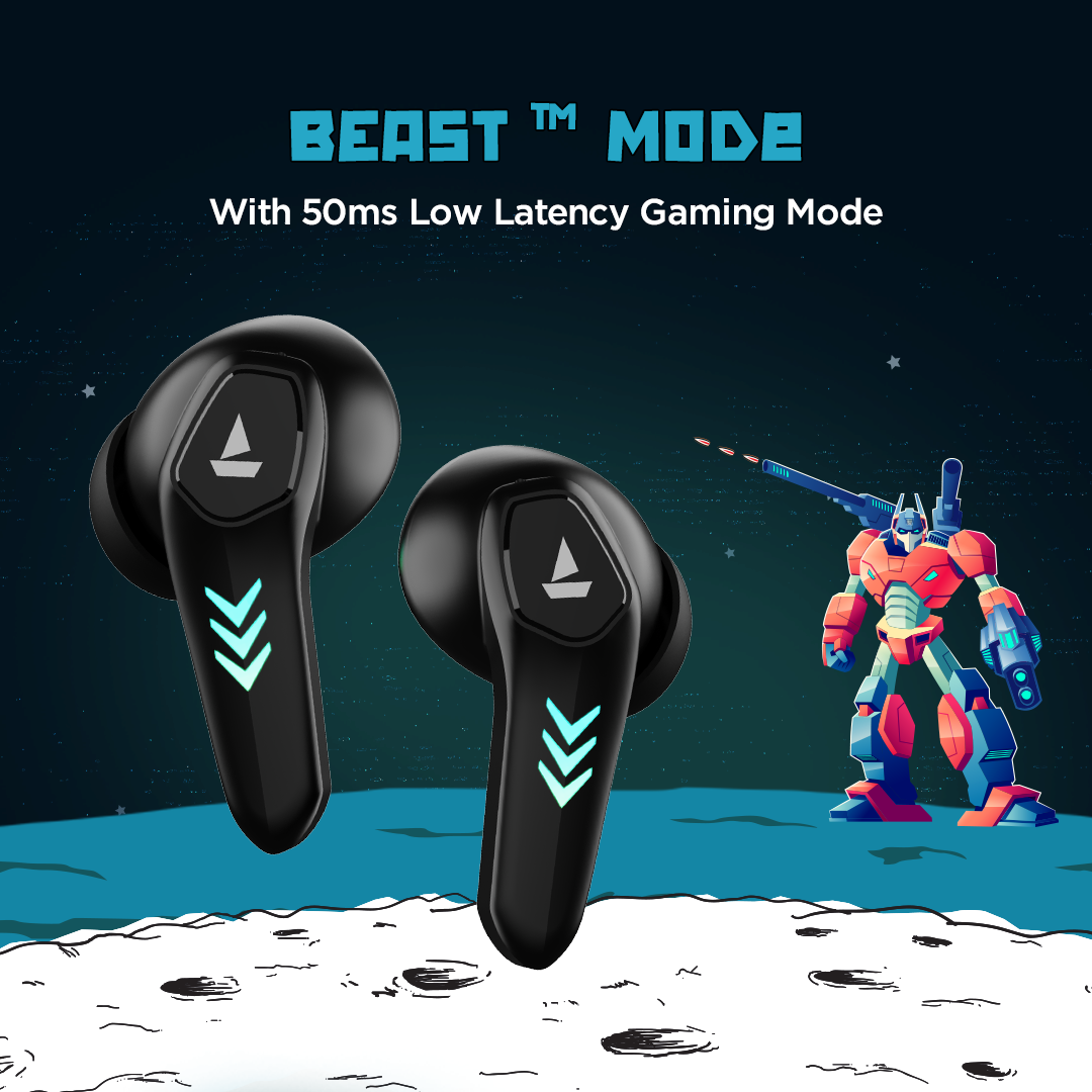 boAt Airdopes 190 | Wireless Earbuds with 40 Hours of Playtime, Beast Mode, RGB Lights Featuring ENx™ tech