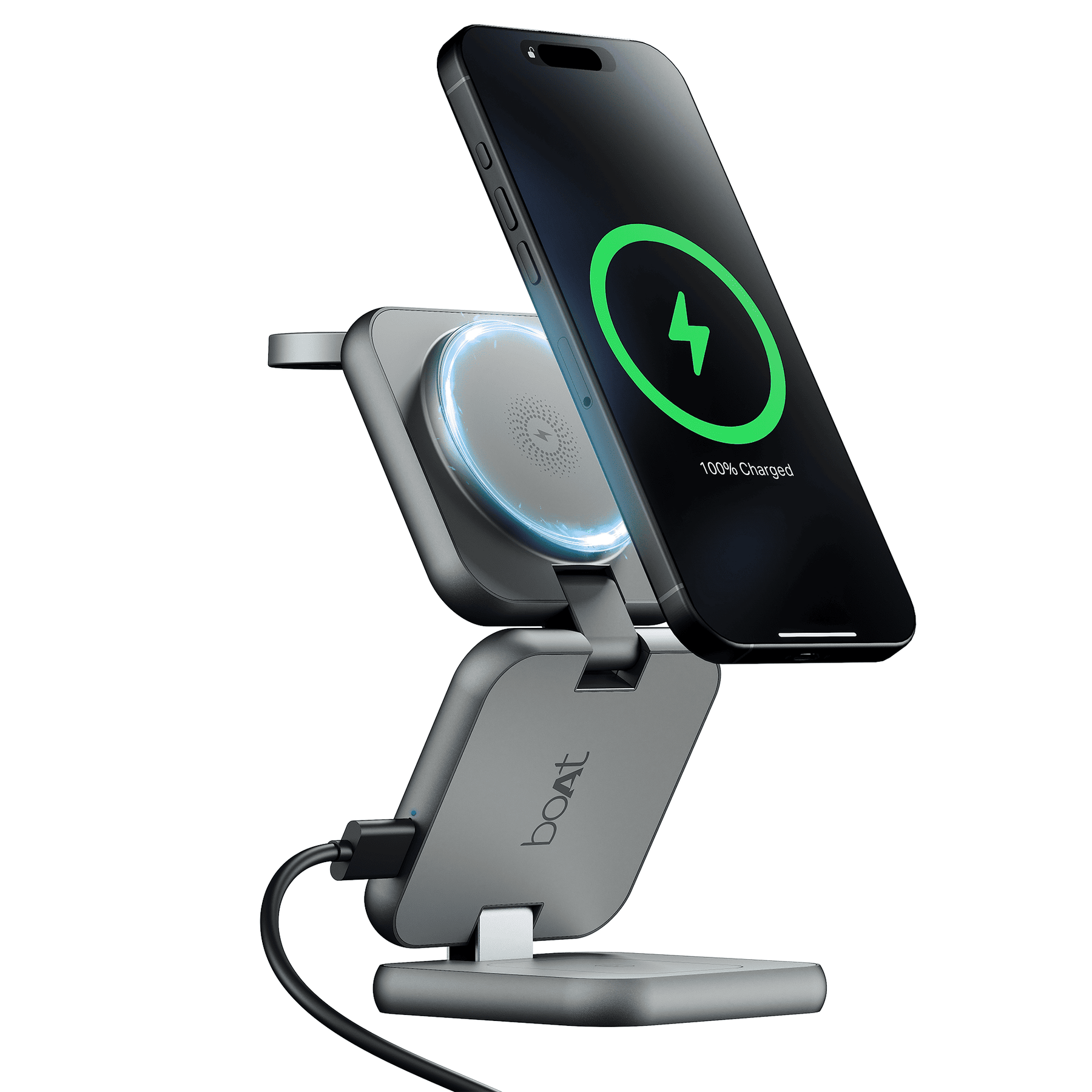 Flexcharge 360 | 3-in-1 Foldable Wireless Charger with Magnetic Hold, Fast Charging & Smart Power Management