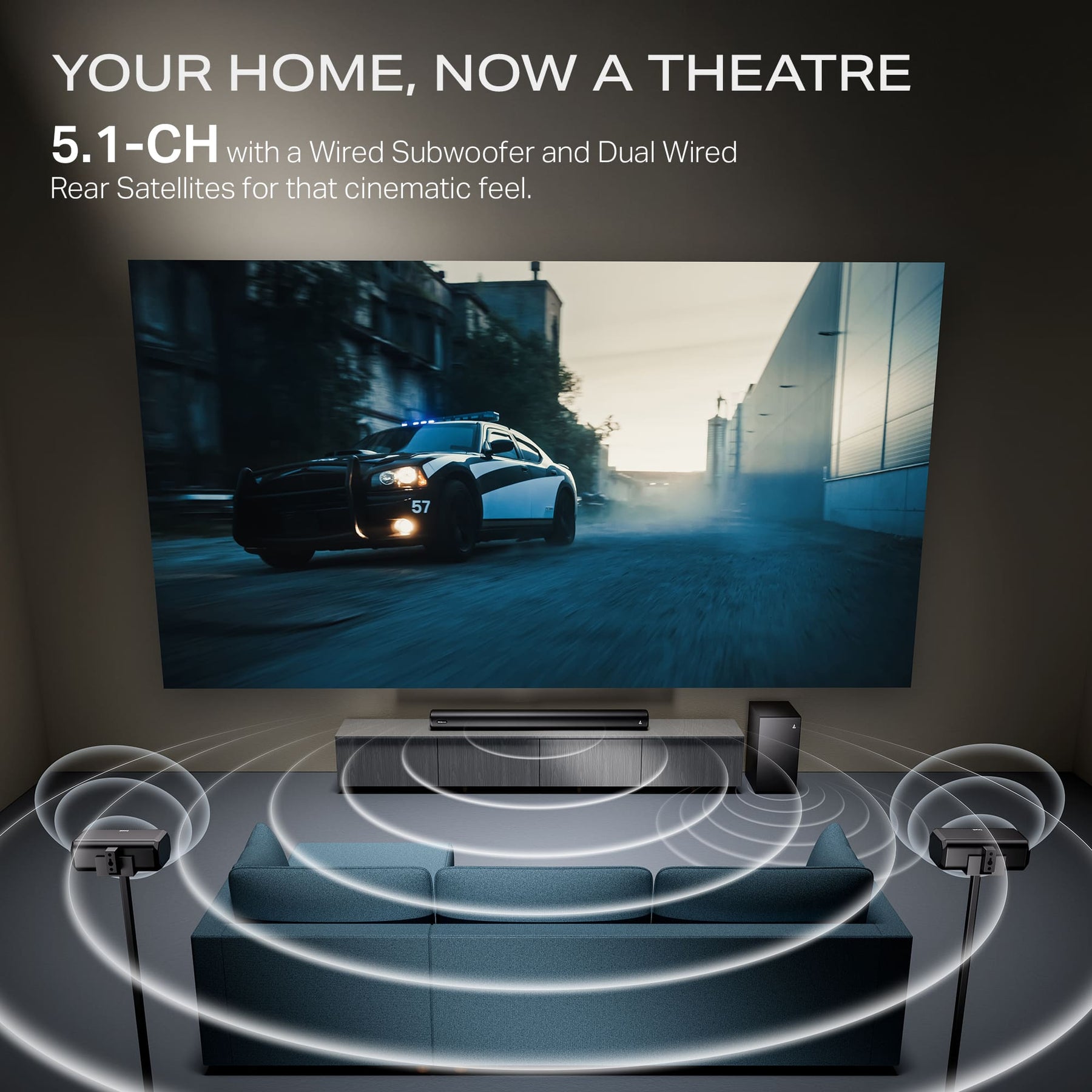 boAt Aavante Prime Beat | 500W 5.1 Channel Soundbar with Wired Subwoofer, Satellites & Multi-Connectivity