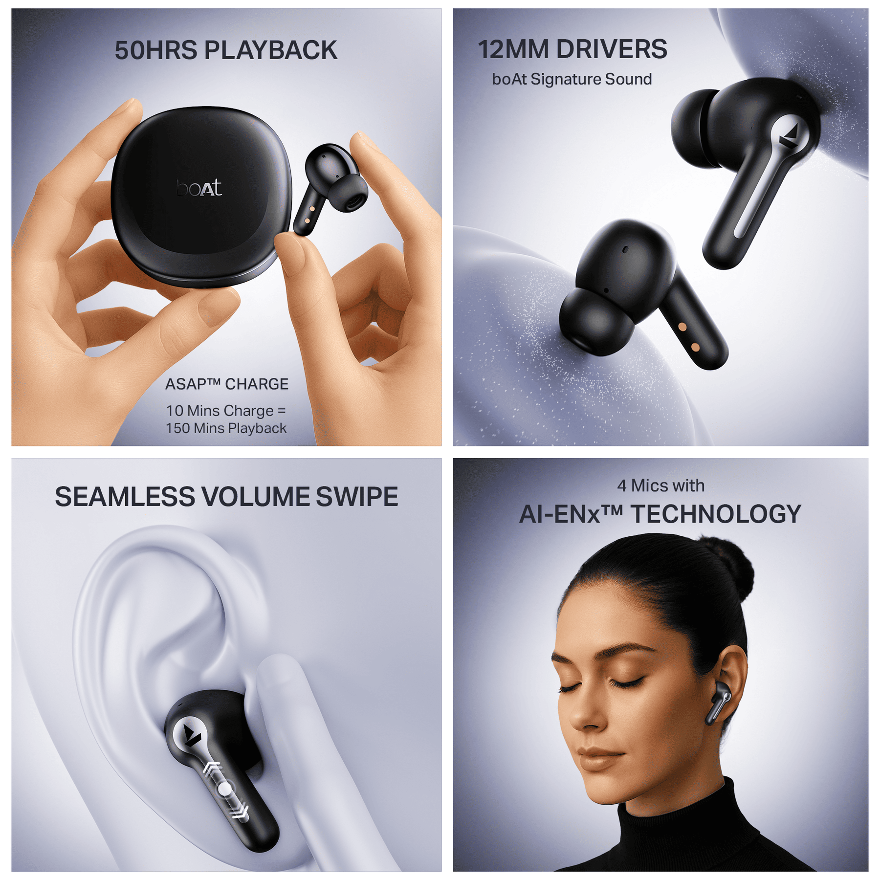 boAt Airdopes Prime 511 | Wireless Earbuds with 50 Hours Playback, AI-ENx™ Calling, Multipoint Connectivity & boAt Signature Sound