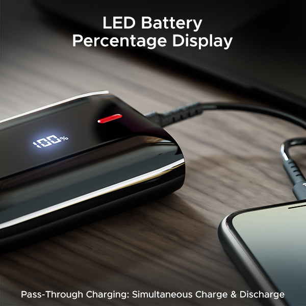 EnergyShroom PB300 Air  | 10000mAh Powerbank with 2-way 22.5W fast charging, LED battery display, 12 Layer Smart IC Protection