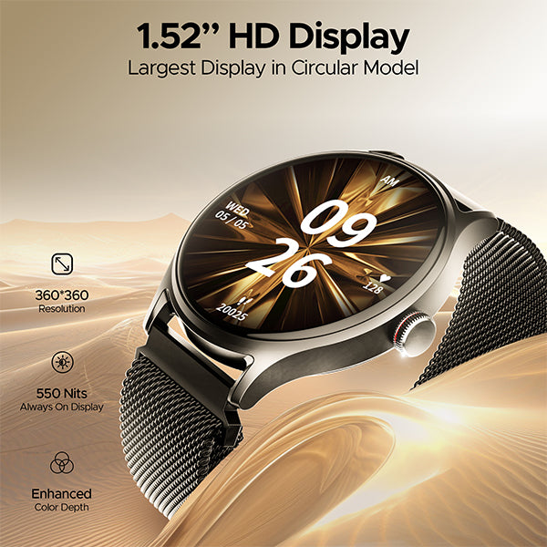 boAt Lunar Mirage | Smartwatch with 1.52" (3.86cm) Round HD Display, BT Calling, 100+ Sports Modes, Functional Crown