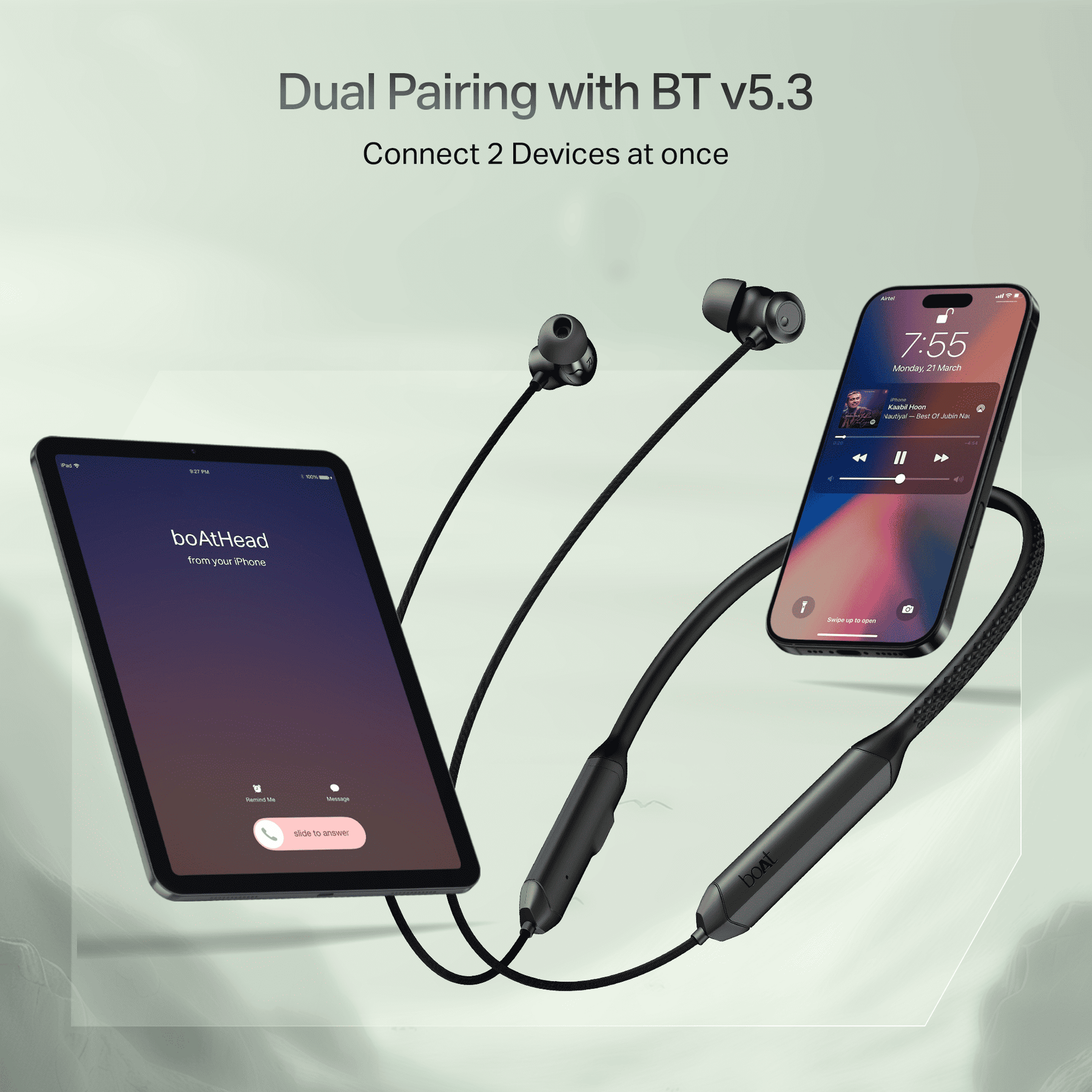 boAt Rockerz Prime 205 | Wireless Neckband with 50 Hours Playback, Spatial Audio, AI ENx™ Tech, Dual EQs & BEAST™ Mode