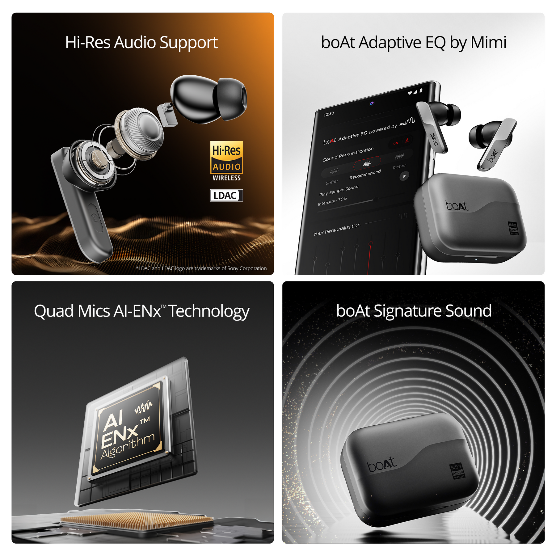 boAt Airdopes 800 HiDef | Wireless Earbuds with 40 Hours Playback, High-Res Audio with LDAC, AI ENx Technology