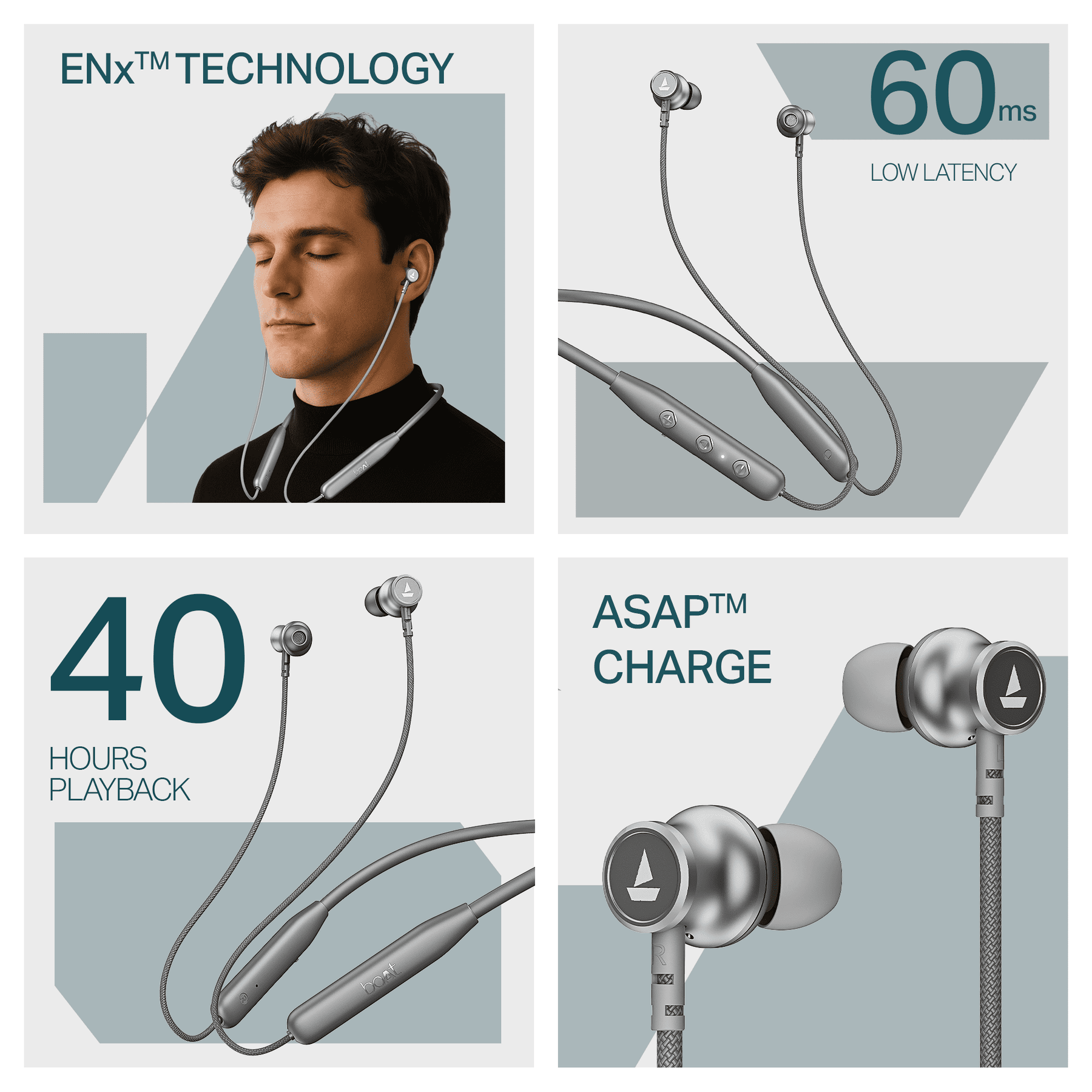 boAt Rockerz 113 | Wireless Neckband with ENx™ Tech, 40H Playback, Beast™ Mode, Dual Pairing