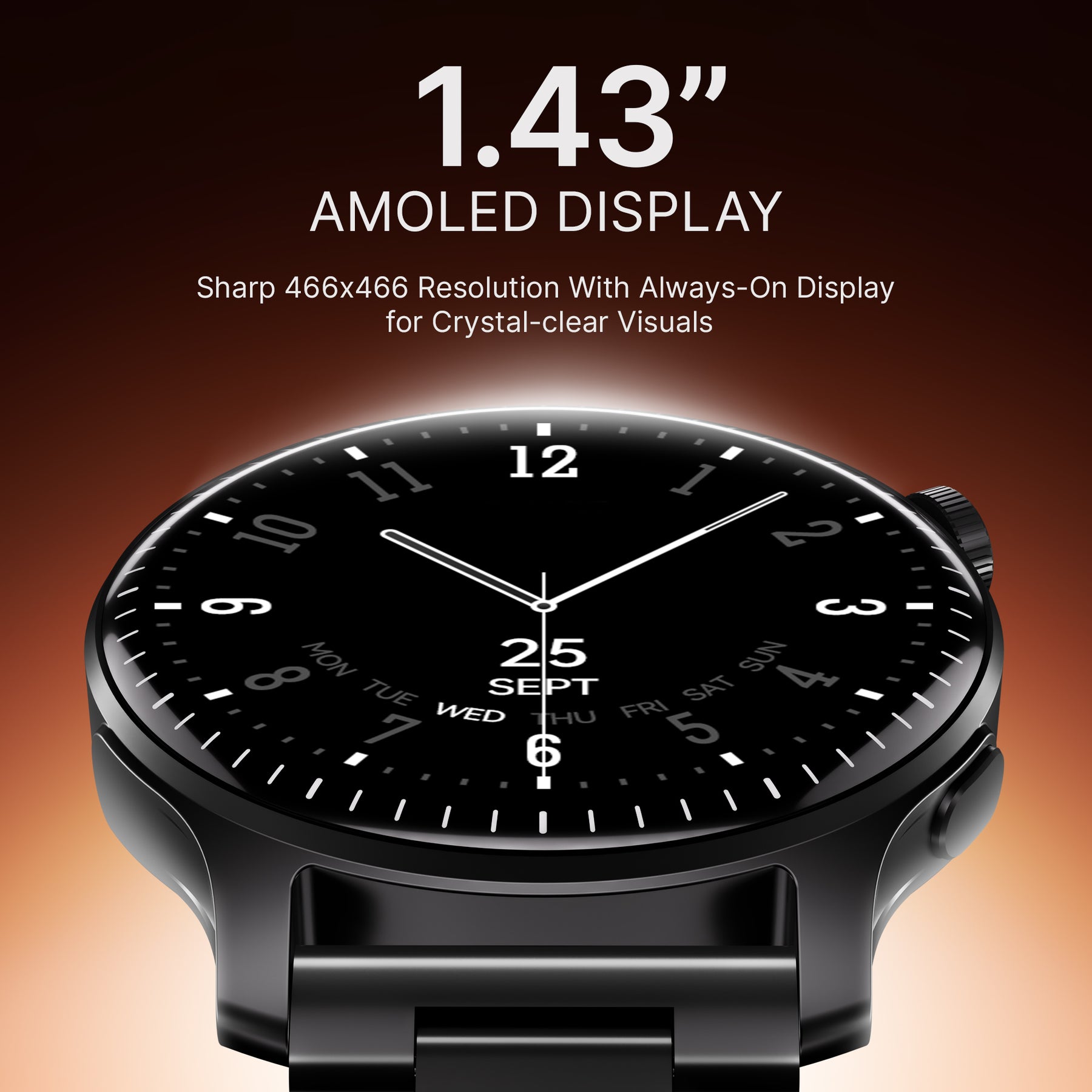 boAt Ultima Prime | Smartwatch with 1.43" AMOLED Display, Cloud Watch Faces, Emergency SOS, BT Calling, Functional Crown