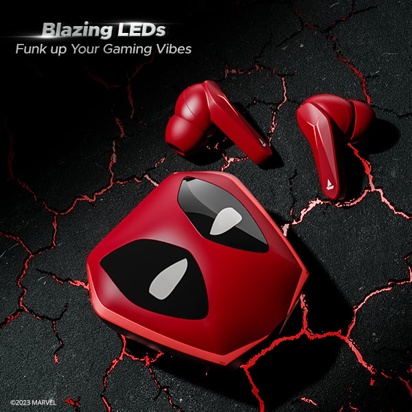 boAt Immortal 121 Deadpool Edition | Wireless Gaming Earbuds with 40 Hours Playback, BEAST™️Mode, ENx™ Tech, Blazing RGB Lights