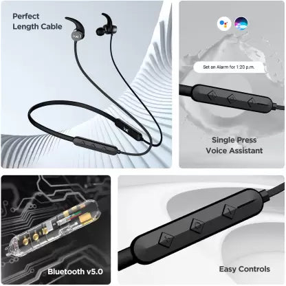 boAt Rockerz 255 | Bluetooth Wireless Earphone with 10 mm Dynamic Drivers, Uninterrupted Music Upto 6 Hours, IPX5 Sweat & Water Resistance, cVc Noise Cancellation