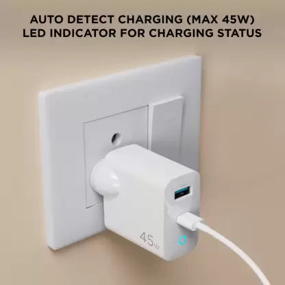 boAt WCD QCPD | High Power Quick Charger with Type C Cable, Auto Detect Dual Port, LED Indicator, QC 3.0 & GaN Chip Technology