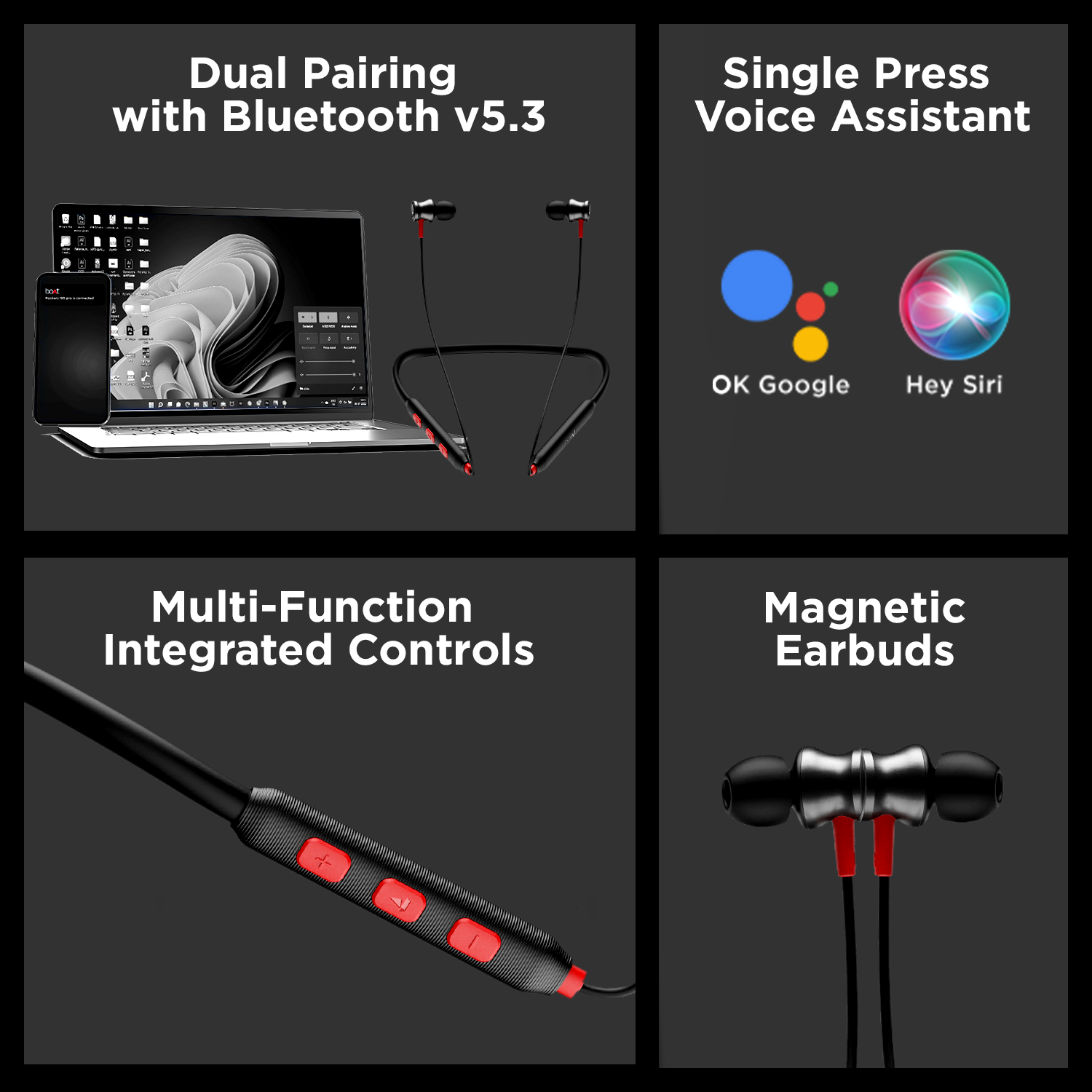 boAt Rockerz 185 Pro | Wireless Neckband with ENx™ Technology, 10mm Drivers, BEAST™ Mode, ASAP™ Charge, Dual Pairing feature