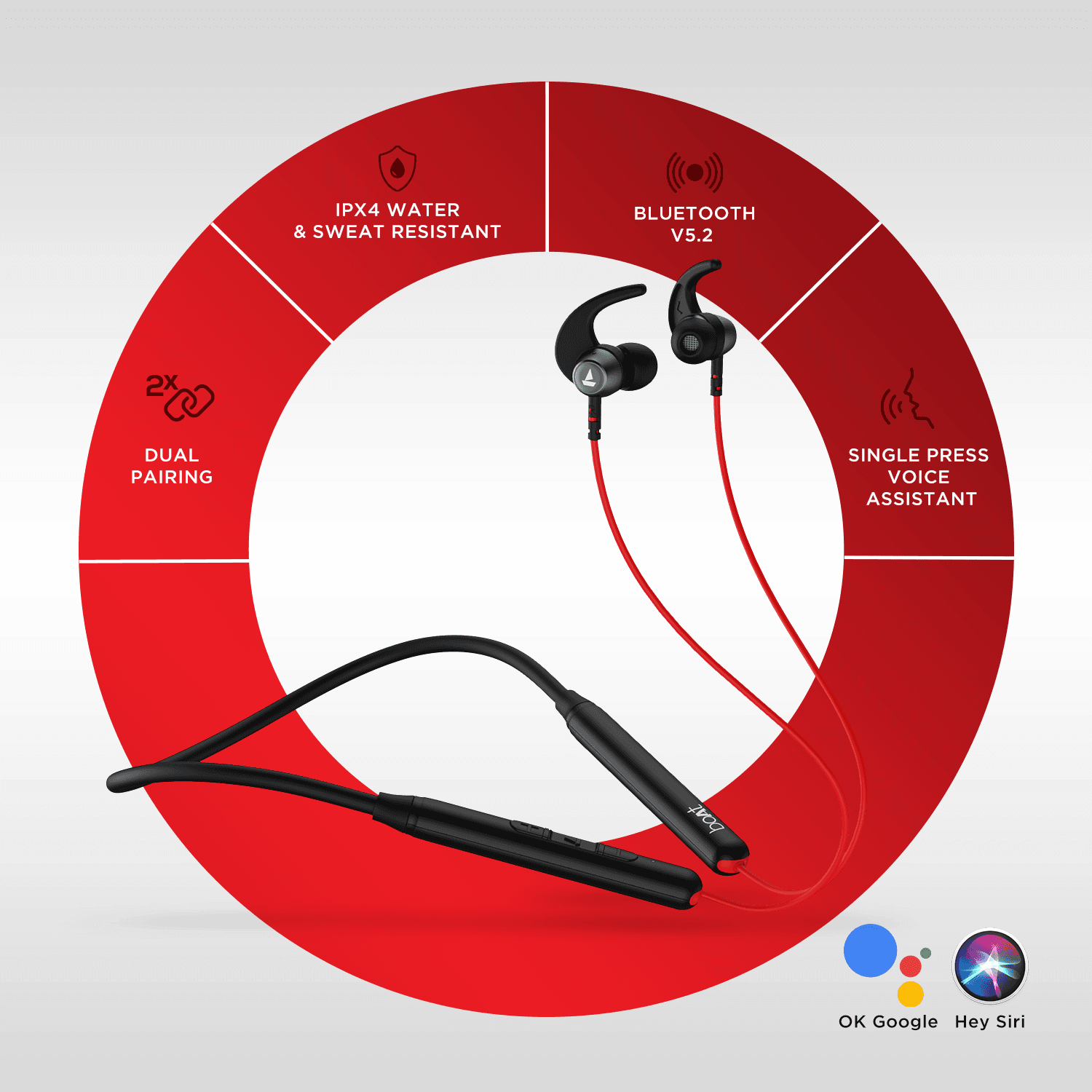 boAt Rockerz 260 v1 | Wireless Bluetooth Earphone with Insta Wake & Pair, Beast Mode for Gamers & Asap Charge