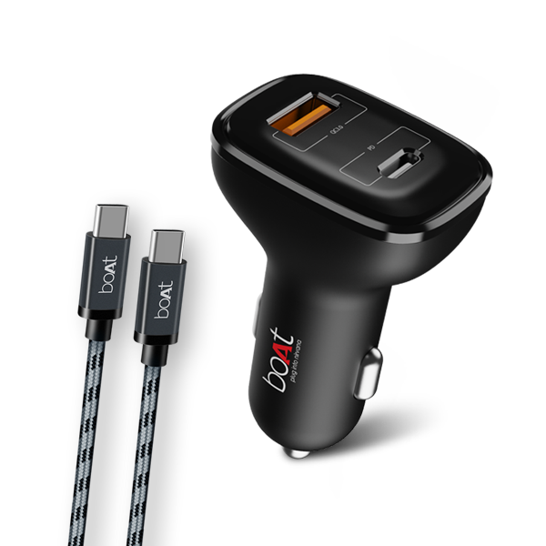 Boat Dual QC-PD Port Rapid Car Charger PD Black — boAt