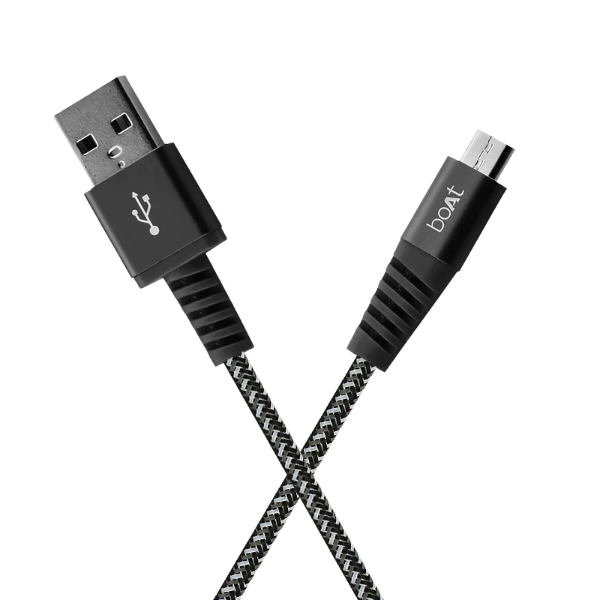 boAt Rugged V3 Micro USB 1.5 Meter | Premium USB Cable with 480Mbps Transfer Speed, Nylon Braiding, Durable Connectors