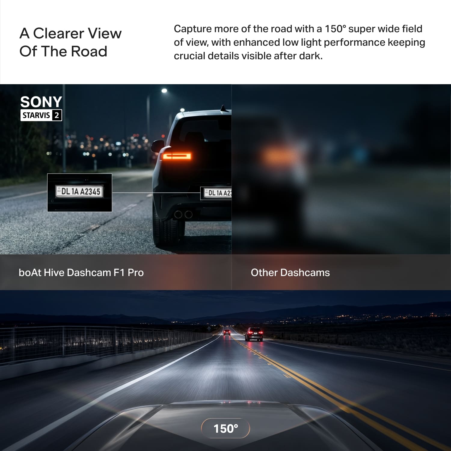 boAt HIVE Dashcam F1 Pro | 4K Triple-Channel Dashcam with ADAS & GPS