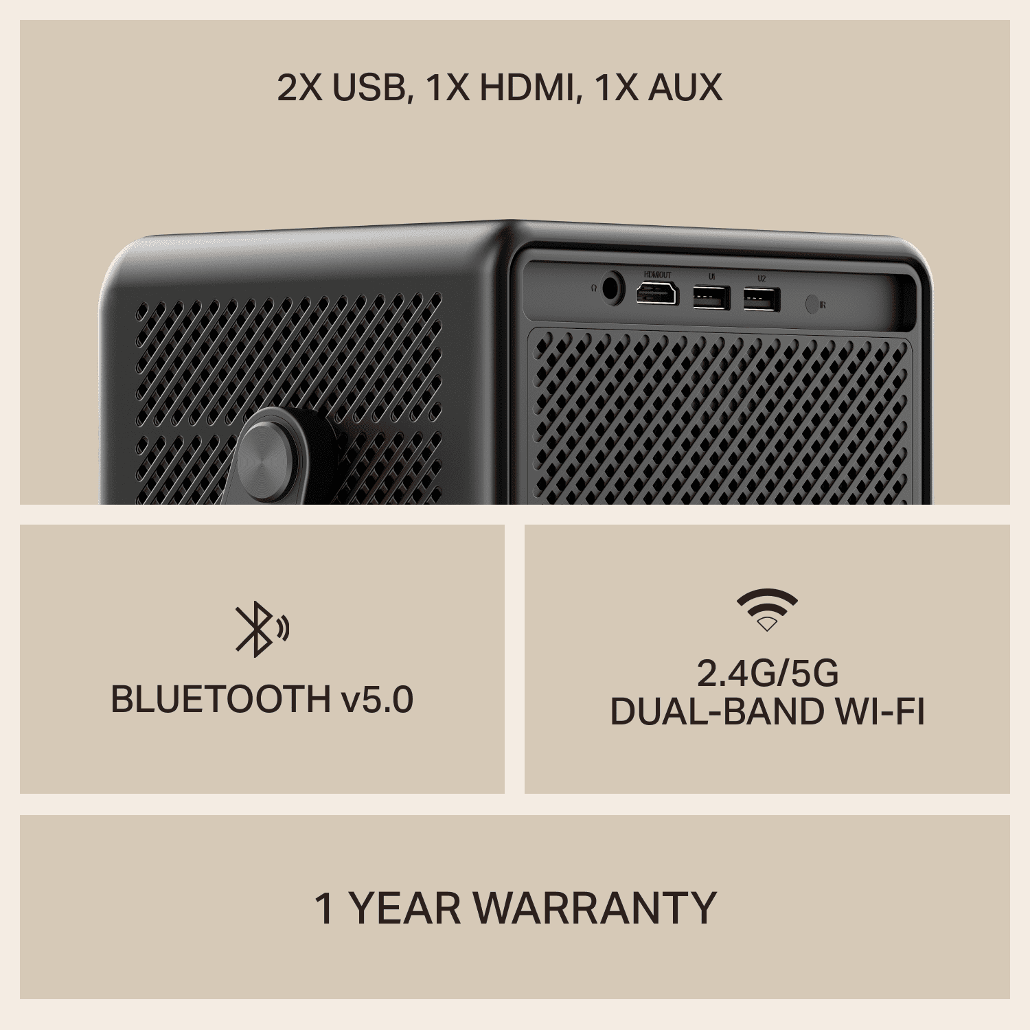 boAt Cinehead E1 | Smart Projector with 1080p Support, Android 13, and Up to 150” Big-Screen Viewing