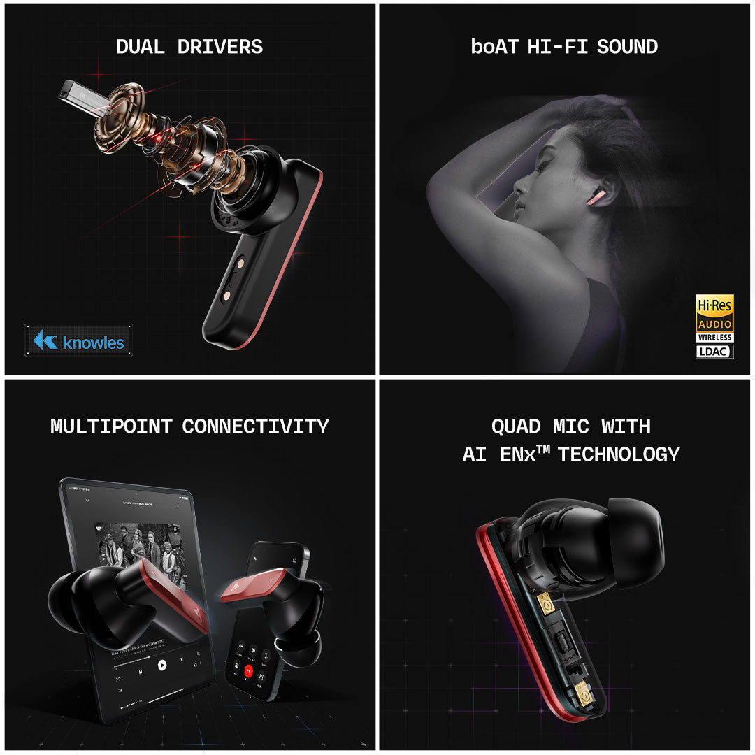 boAt Nirvana X TWS | Wireless Earbuds with Knowles dual drivers, Hi-Res Audio LDAC, 40 Hours Playback, boAt Hi-Fi Sound, ENx™ Technology, Dual Pairing