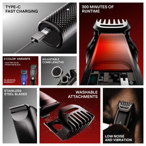 boAt Slazer S100 | Trimmer with 300-Min Runtime, Fast Charging, and Stainless Steel Blades