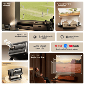 boAt Cinehead E1 | Smart Projector with 1080p Support, Android 13, and Up to 150” Big-Screen Viewing