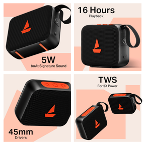 boAt Stone 310 | Portable Bluetooth Speaker with 5W Sound, TWS, 16H Playback & IPX5