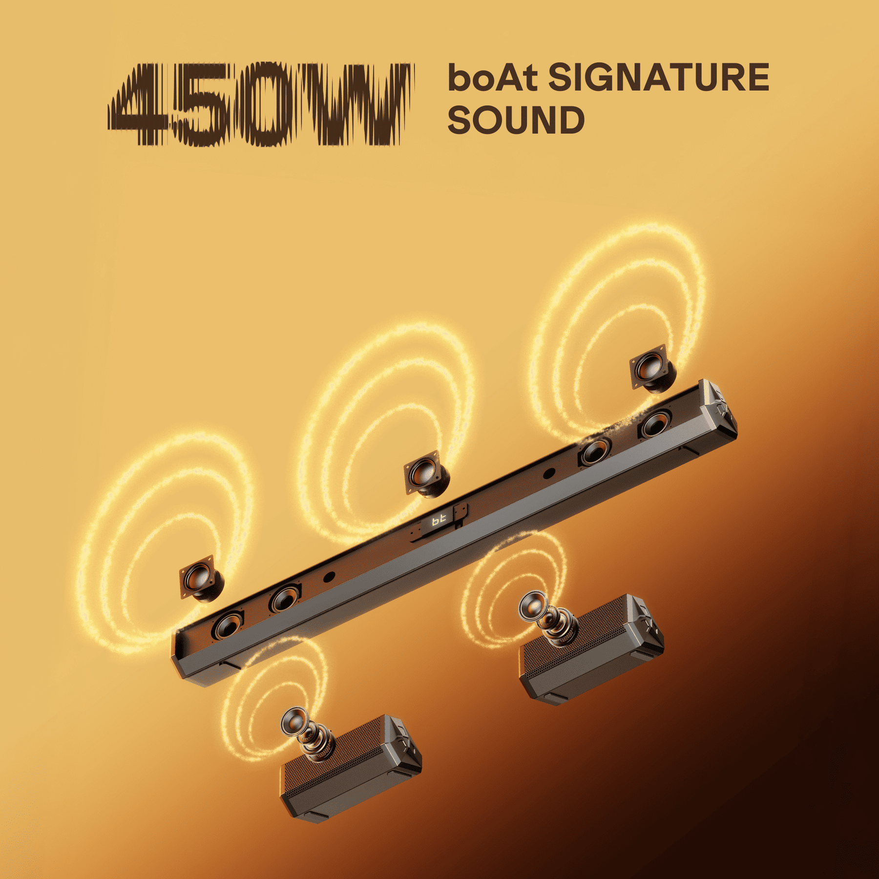 boAt Aavante Bar Prime B450 | 450W 5.2 Channel Soundbar with Dual Wired Subwoofers & Rear Satellites