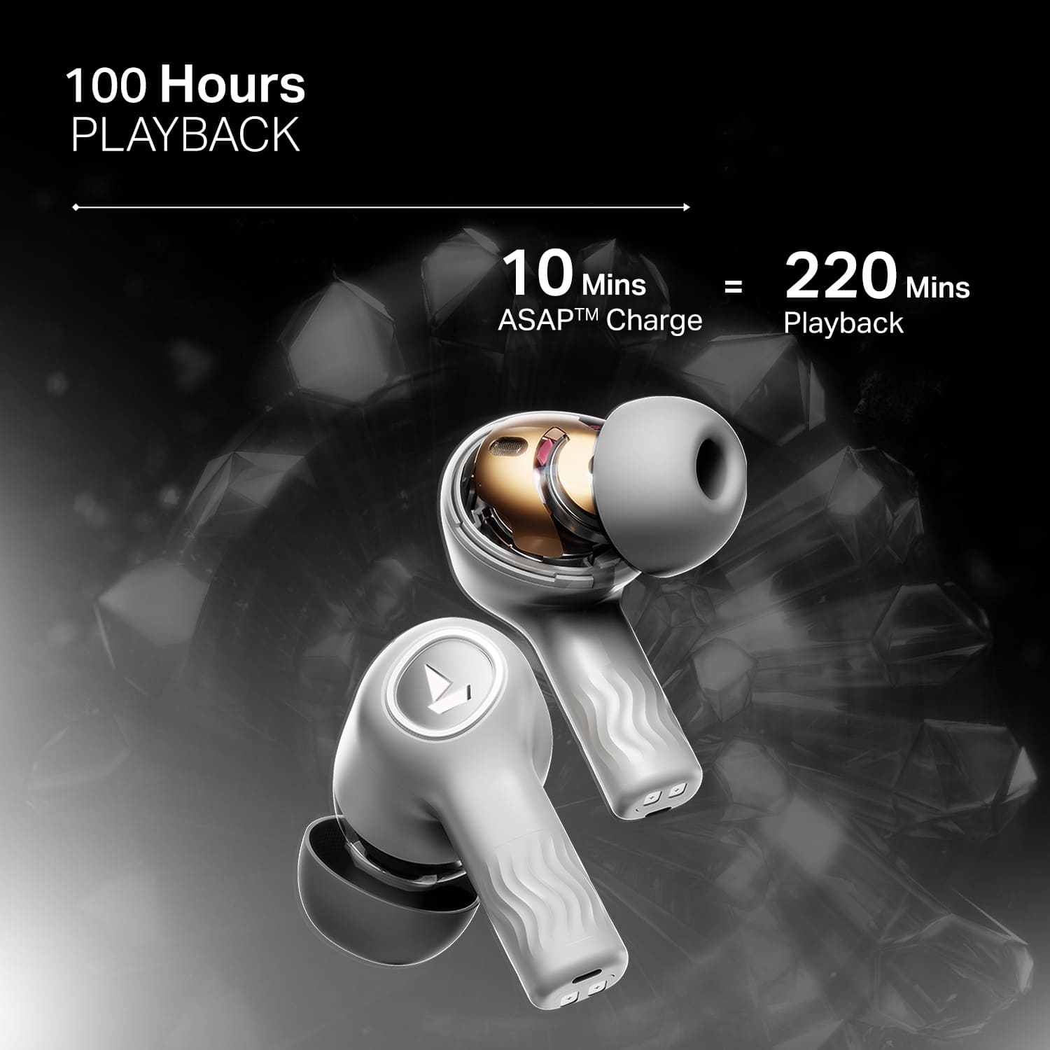 boAt Nirvana Crystl | Wireless Earbuds with 100 Hours Playback, Upto 32dB ANC, BEAST™ Mode, Adaptive EQ by Mimi