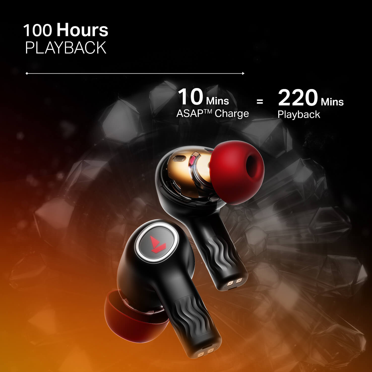 boAt Nirvana Crystl | Wireless Earbuds with 100 Hours Playback, Upto 32dB ANC, BEAST™ Mode, Adaptive EQ by Mimi