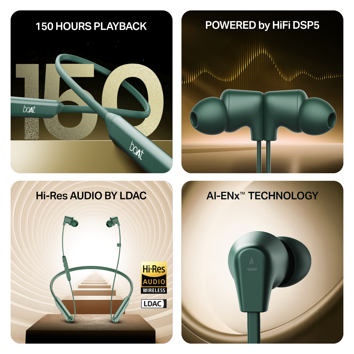 boAt Rockerz Trinity Grande | Wireless Neckband with 150 Hours Playback, AI ENx™ Tech, Dual EQs & BEAST™ Mode